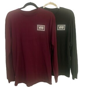 Vans Burgundy and Black Long Sleeve Tees GUC M